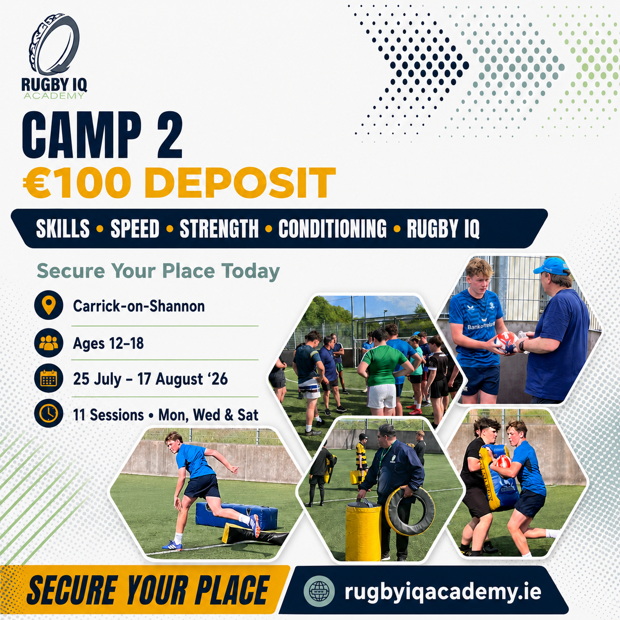 Teen Summer Rugby Camp & Flexible Pass — €100 Deposit